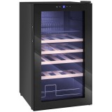 HOMCOM Vitrină Frigorifică pentru Vinuri de 63L cu Rafturi Reglabile pentru 16 Sticle și 25 Doze, Vitrină pentru Vinuri din Oțel, Lemn și Sticlă Tempe