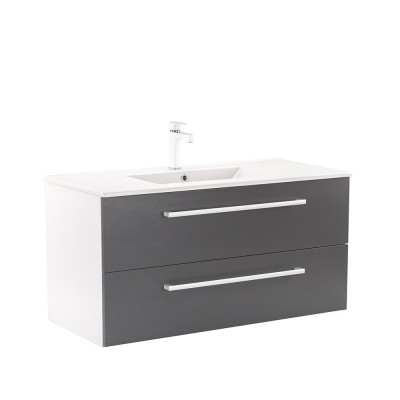 Dulap inferior Vario Clam 100 cu lavoar alb-antracit foto