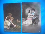 HOPCT 1772 COPII--ROMANTICA-FRANTA-LOT 2 CARTI POSTALE VECHI-CIRCULATE, Circulata, Printata