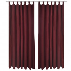 Draperii micro-satin cu bride, 140 x 225 cm, roșu bordo, 2 buc.