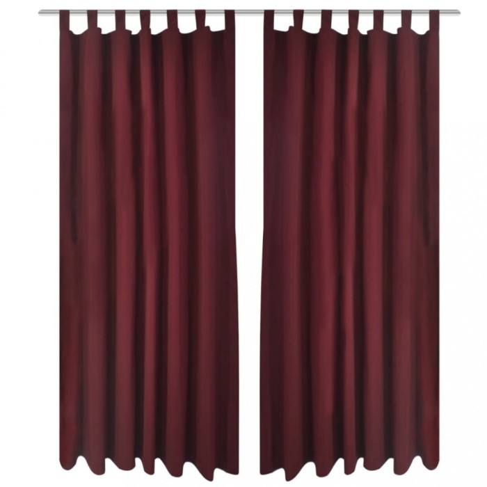 Draperii micro-satin cu bride, 140 x 225 cm, roșu bordo, 2 buc. 130363