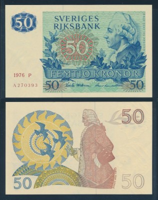 SUEDIA █ bancnota █ 50 Kronor █ 1976 █ P-53b █ UNC necirculata foto