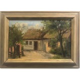 Pictura ulei - Peisaj cu case