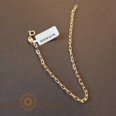 Bratara unisex placata cu aur 18K, model cu zale medii cubice, 19 cm foto