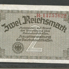 GERMANIA NAZISTA 2 MARCI REICHSMARK 1940 [4] P- 137b , 8 cifre , Litera R , XF