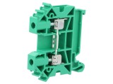 Conector Verde pentru Șine 0,5-6mm2, 1 Pistă, 2 Borne, TS35