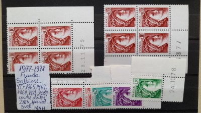 1977-1978 France Sabine Coins dates 2 bl4 +1 per vert MNH Mi=+165 E foto