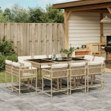 vidaXL Set mobilier de grădină cu perne, 11 piese, bej, poliratan