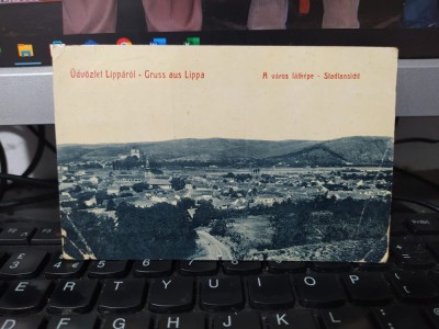 Lipova Udvozlet Lipparol, A varos latkepe, editura W. L. Bp. nr. 3049, 1910, 205 foto