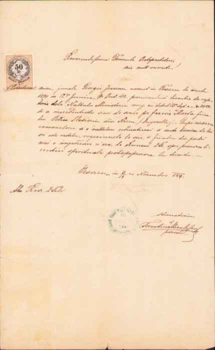 A2515N Licență de căsătorie, 1889, Pesac, județul Timiș