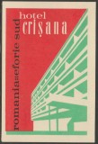 Romania anii 70-80 - Vigneta de bagaje Hotel CRISANA din Eforie Sud, ONT Carpati, eticheta hoteliera, promovare turistica Litoral