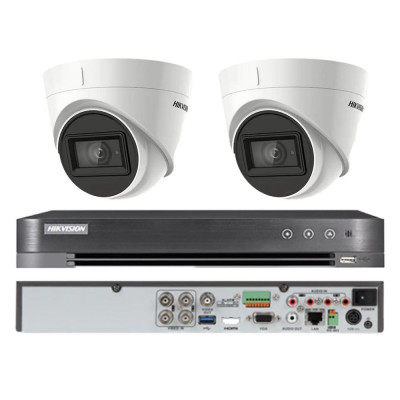 Sistem supraveghere Hikvision 2 camere interior 4 in 1, 8MP, lentila 2.8, IR 60m, DVR 4 canale 4K 8MP SafetyGuard Surveillance foto