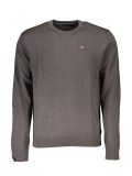 Cumpara ieftin Pulover barbati, cu logo brodat, Regular fit, Gri inchis, M