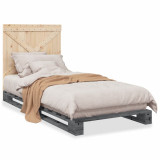 VidaXL Cadru de pat cu tăblie, gri, 90x200 cm, lemn masiv de pin