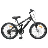vidaXL Kids Mountain Bike 24 Inci 6-Speed pentru 8-12 ani Negru 42009745
