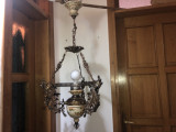 Candelabru,lustra,lampa de tavan rustica franceza sin bronz masiv cu majolica
