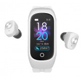 Smartwatch 2 in 1 cu casti Bluetooth, Unisex ALB