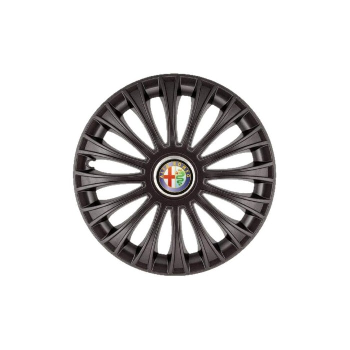 Set 4 Capace Roti 15 inchi (R15) Dino Negru, Compatibile cu Alfa Romeo