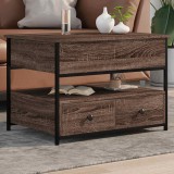 Cumpara ieftin Măsuță de cafea stejar maro 70x50x50 cm lemn prelucrat și metal