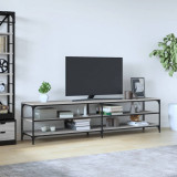 Comoda TV, gri sonoma, 200x30x50 cm, lemn prelucrat si metal GartenMobel Dekor, vidaXL