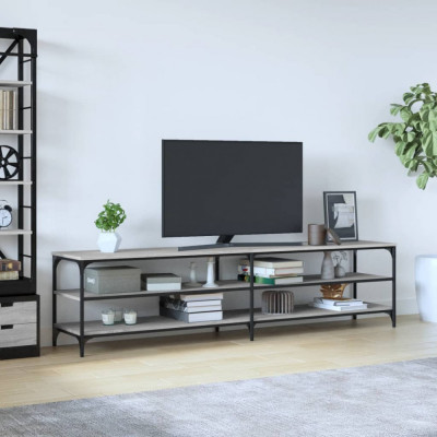 vidaXL Comodă TV, gri sonoma, 200x30x50 cm, lemn prelucrat și metal foto