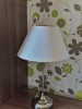 Veioza suport inox, 54.5 cm inaltime, abajur culoare crem deschis