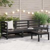 VidaXL Set mobilier de grădină, 3 piese, negru, lemn masiv de pin 805709