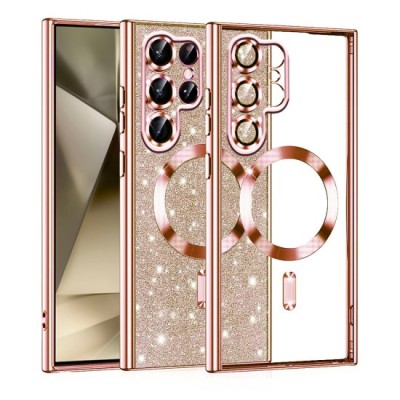 Husa pentru Samsung Galaxy S22 Ultra 5G - Techsuit Luxury Glitter MagSafe - Rose Gold foto