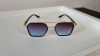 Ochelari Soare Metal Aurii Albastru Degrade Unisex UV400 + Husa Laveta