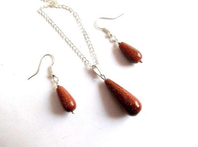 Set pandant si cercei cu goldstone, set pietre semipretioase 37109 foto