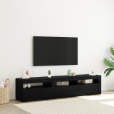 Cabinete TV vidaXL 2 pcs cu lumini LED Stejar negru Lemn prelucrat, Suport TV vidaXL Stejar negru cu lumini LED, 60x35x40 cm, din lemn prelucrat
