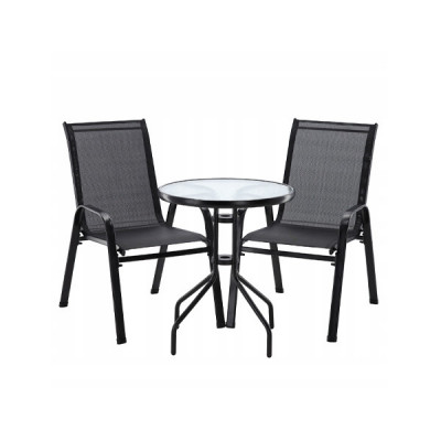 Set Mobilier de Gradina GardenLine - Masa + 2 Scaune - Negru foto