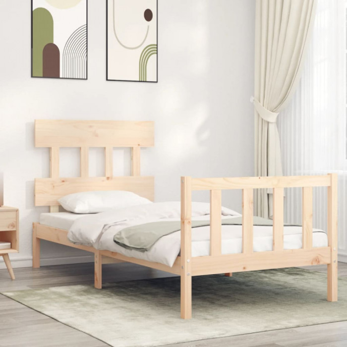 Cadru de pat cu tablie, 100x200 cm, lemn masiv GartenMobel Dekor
