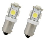 Set 2 becuri auto cu leduri Vecta 12V 4W Ba9s T8.5 5LED 5050 SMD, bord si pozitie