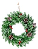 Coronita de Craciun MagicHome cu bobite, aspect natural nins, 33 cm