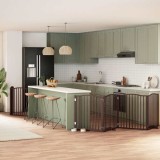 vidaXL Poartă c&acirc;ini pliabilă cu ușă 8 panouri maro 640 cm, lemn plop 3155638
