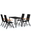 Set de servit masa pentru gradina, 5 piese, negru