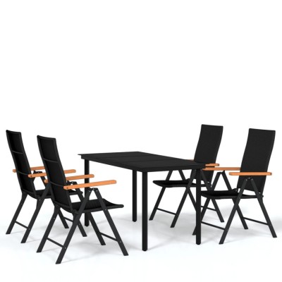 Set de servit masa pentru gradina, 5 piese, negru foto