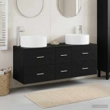 Cumpara ieftin Set dulap baie 3 buc. Negru 129 x 44,5 x 80 cm Lemn prelucrat