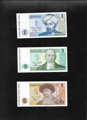 Set Kazakstan Kazahstan 1 + 3 + 5 tenge 1993 unc foto