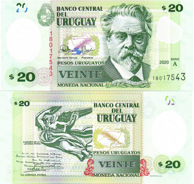 Uruguay 20 Pesos 2020 Polimer P-101 UNC foto