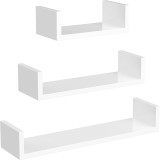 SONGMICS Set de 3 rafturi de perete plutitoare, MDF lucios, 30/45/60 cm, alb Household NewTrend