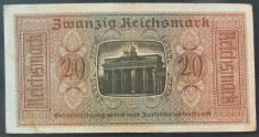 Bancnota istorica 20 REICHSMARK / MARCI - GERMANIA NAZISTA, anul 1940 *cod 643 foto