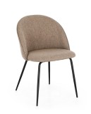 Set 4 scaune otel negru textil maro Tanya 51x54x77 cm
