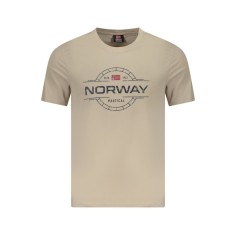 Norway Tricou barbati, cu imprimeu grafic, din bumbac, Regular fit, Bej, L