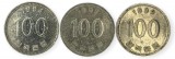 Coreea de Sud , lot 12 - 3 buc x 100 Won 1994 , 1997 , 1999, Asia, Cupru-Nichel