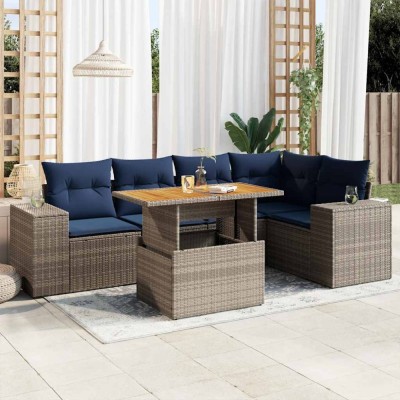 Gossi set mobilier gradina cu perne, 6 piese, gri, poliratan foto