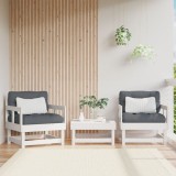 Set 2 Scaune Gradina Gossi, Lemn Masiv Pin, Alb, Perne Antracit, Exterior, Confortabile, 64x61x62 cm