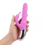Vibrator Iepuras Mila, Vibratii, Rotatii, Impingere, Silicon, USB, Mov, 25.7 cm
