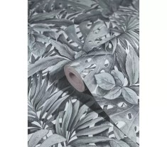 Tapet cu frunze, extralavabil, gri, albastru, dormitor, Marburg Botanica, 33306